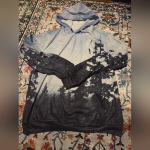 Men's Blue and Black Forest Hoodie